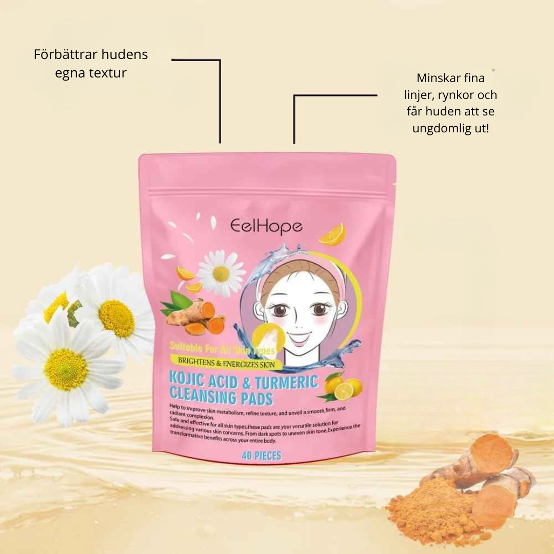 Turmeric Kojic Acid Facial Exfoliating Cleansing Pads